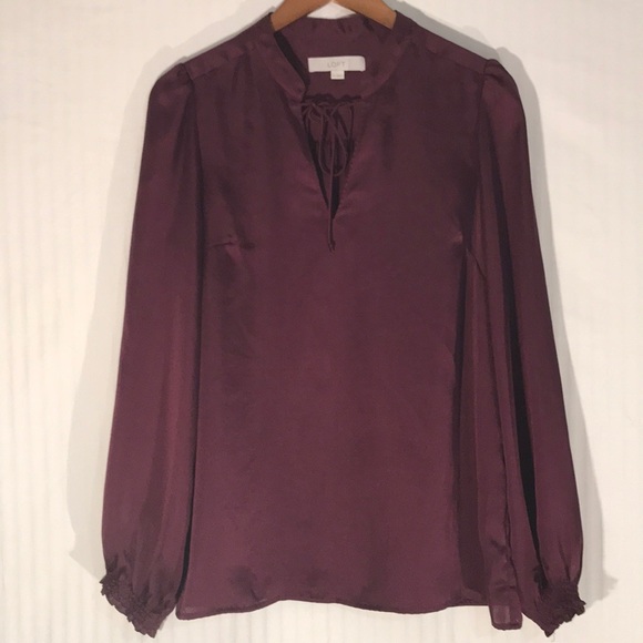 •CLEAR-OUT•3/18 Loft key hole tie at neck blouse - Picture 5 of 5